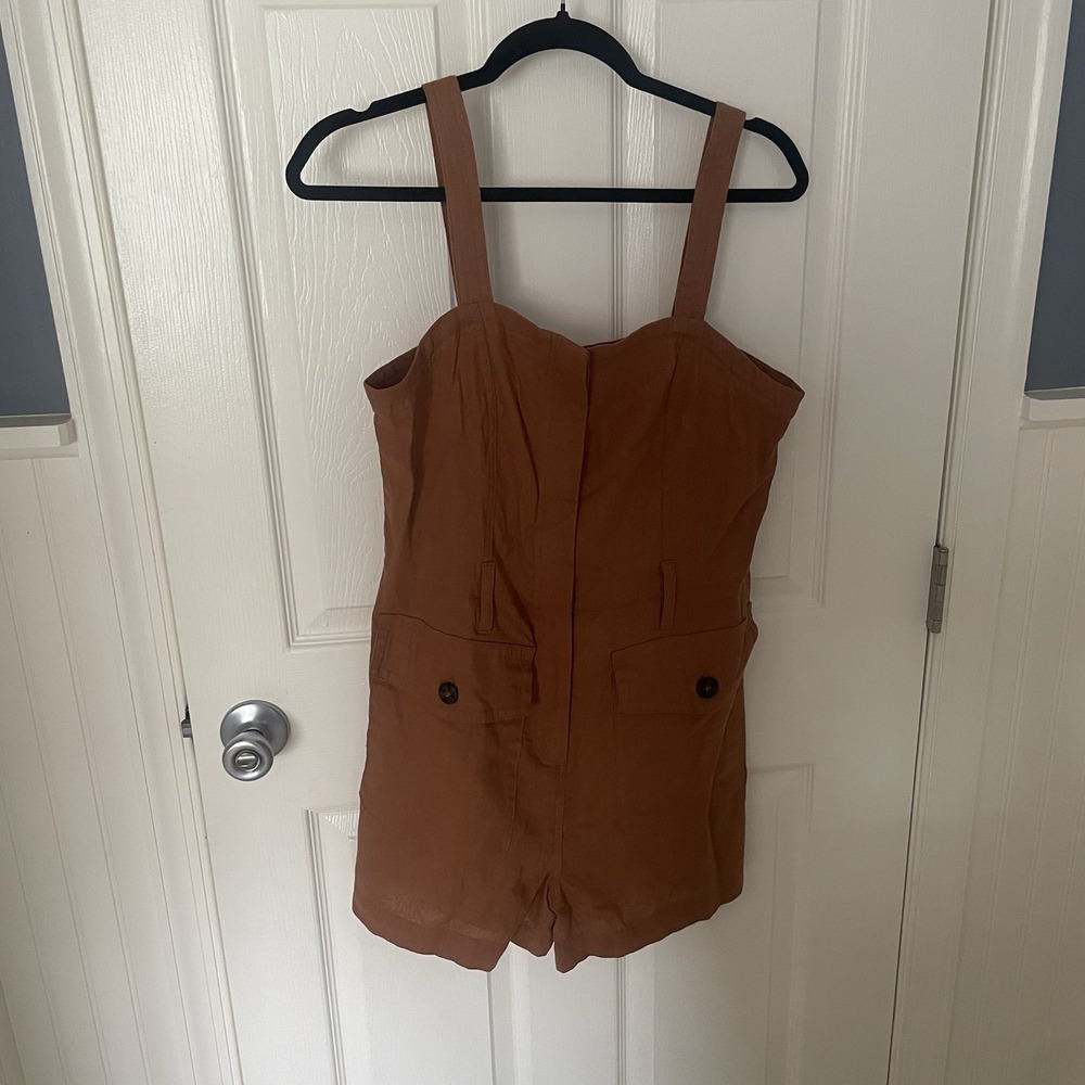 Habitual Womens Romper Size Medium M Linen Blend Boho Festival Brown NWT
